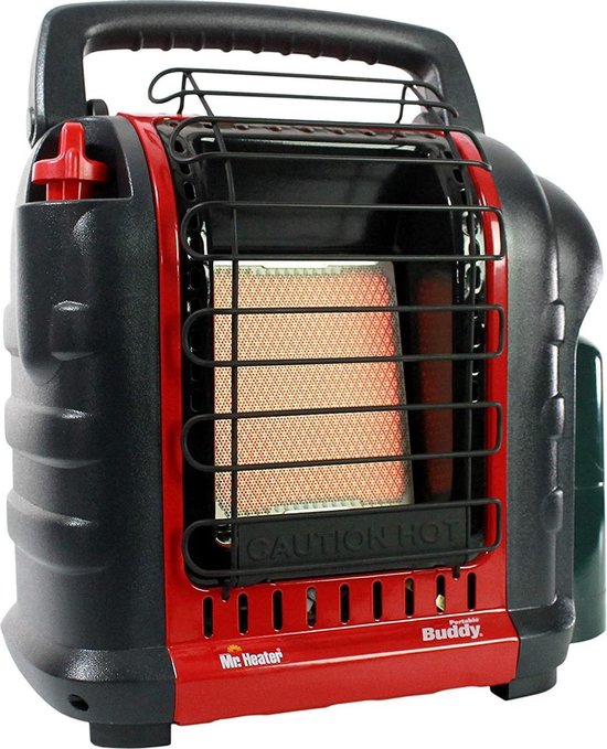 Mr Heater Tragbarer Gasherd MH9BDF - Gasheizung mit Gasflasche - Gasherd Camping - Räume bis zu 26M2 - Geeignet für Propan 31 und Butan/Propan G30+31 Kartuschen - Schwarz/Rot
