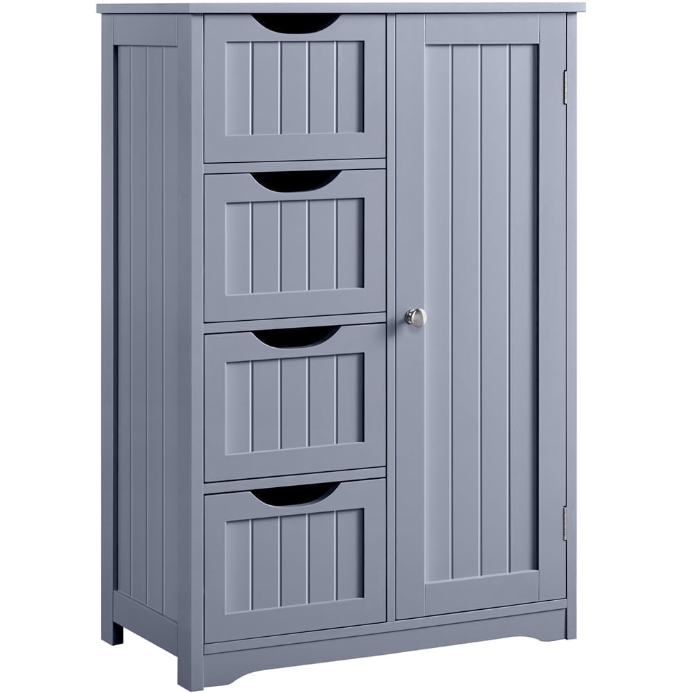 Yaheetech Badezimmerschrank mit 4 Schubladen – 55,9 x 30,5 x 82,6 cm – Grau