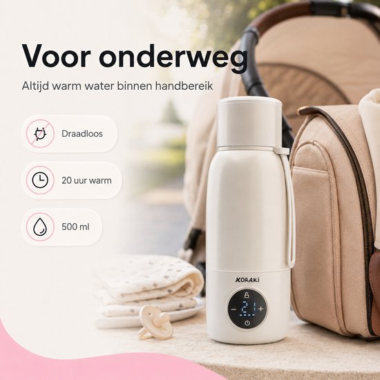 Koraki® Thermosflaschenwärmer - Kabelloser Flaschenwärmer - für unterwegs - 500ml