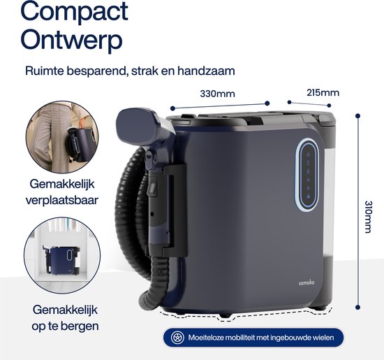 Samako - Teppichreiniger PowerClean Pro - 1800W - Dampfreiniger und Fleckenreiniger - 8 Aufsätze - 100° Dampf