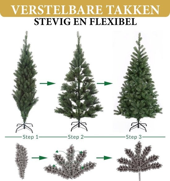 Giftsome Künstlicher Weihnachtsbaum mit Lichtern - Weihnachtsbaum 185 CM - Künstlicher Baum mit LED