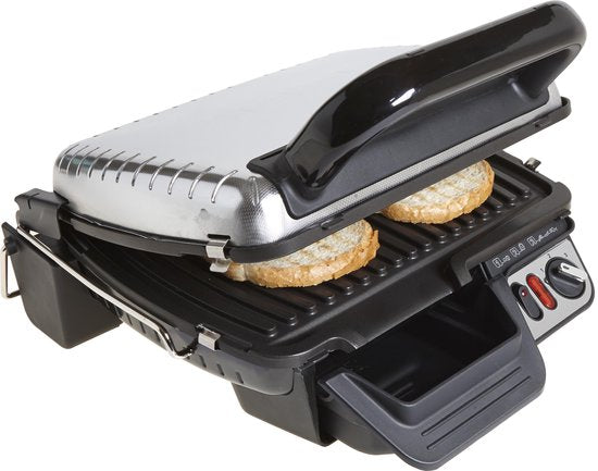 Tefal Ultra Compact 600 Comfort GC3060 Kontaktgrill – Grillmodus – Einstellbare Temperatur – Herausnehmbare Antihaft-Grillplatten – Fettauffangschale – Vertikale Aufbewahrung – 2000 W – Edelstahl