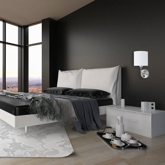 Wandleuchte Noor 1562ST aus Stahl mit Leselampe und USB-Ladeanschluss – Modernes Design von Mexlite – Verstellbar und praktisch für den Innenbereich