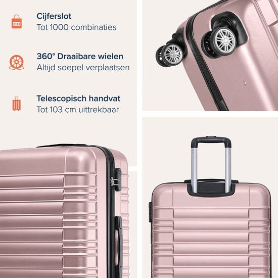 TRVLMORE - Koffer - Handgepäck - 54x36x20cm - 38L - Rose gold