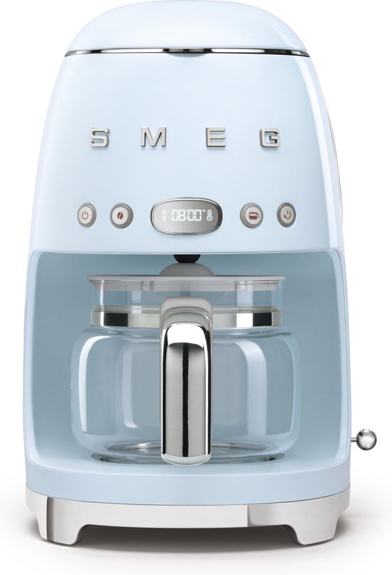 SMEG DCF02PBEU Filterkaffeemaschine – Kaffeemaschine – 10 Tassen – Warmhaltefunktion 40 Min. – Aromaeinstellung – Programmierbare Startfunktion – 50er-Jahre-Stil – Pastellblau