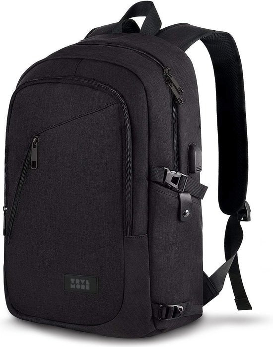 TRVLMORE Rucksack - 25L - 15.6 Zoll - Laptop-Rucksack - Schultasche - Unisex - Spritzwassergeschützt Schwarz