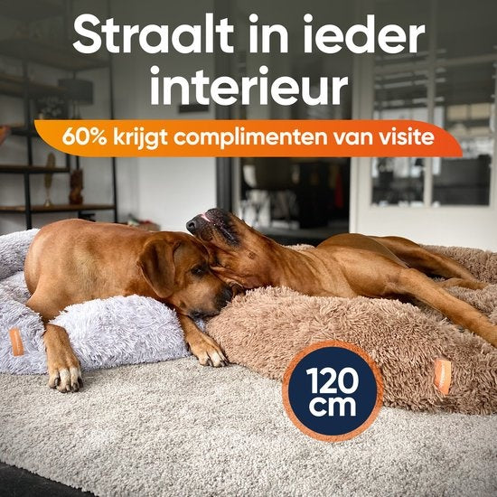 Happysnuts Hundekorb mit Reißverschluss - 80cm - Hundebett - Donut Hundebett - Flauschig - Grau - Waschbar