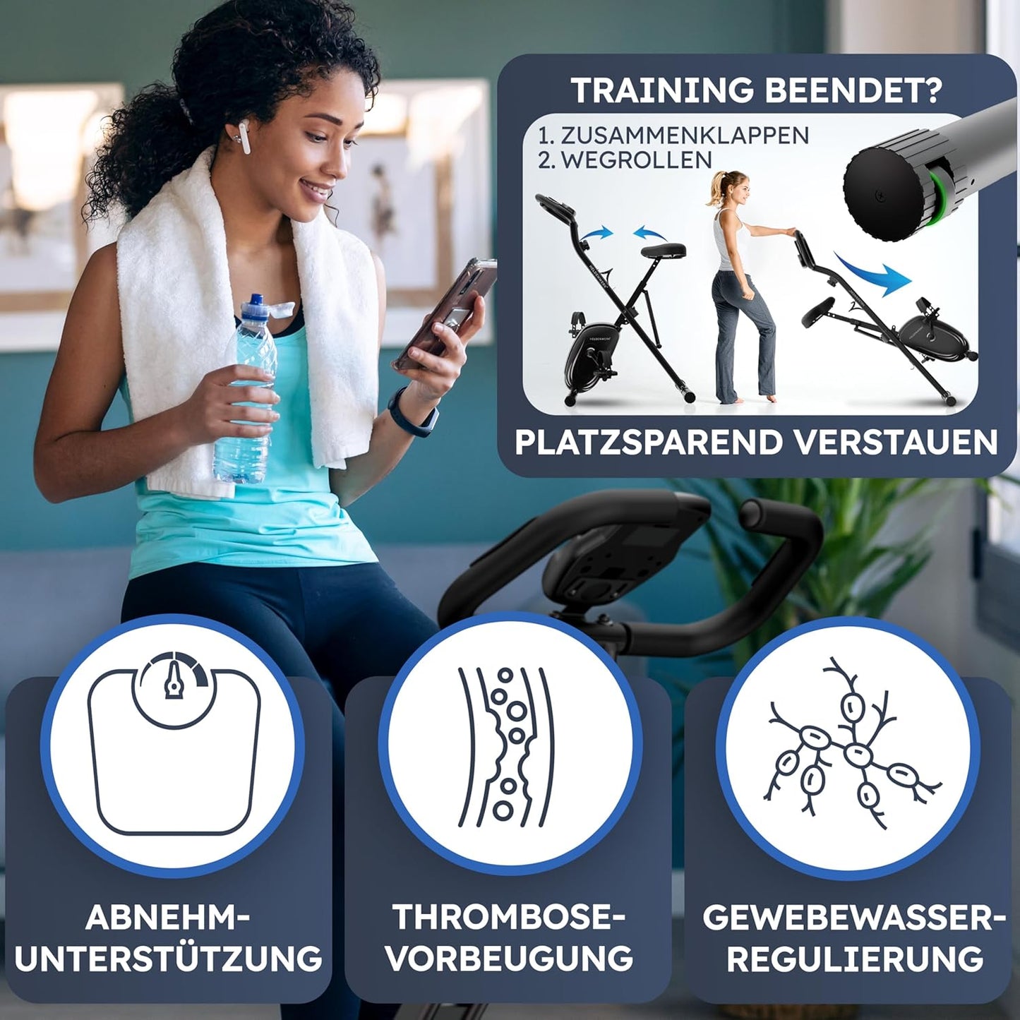 Heroic Work Heimtrainer - faltbar - belastbar bis zu 150KG - Schwarz