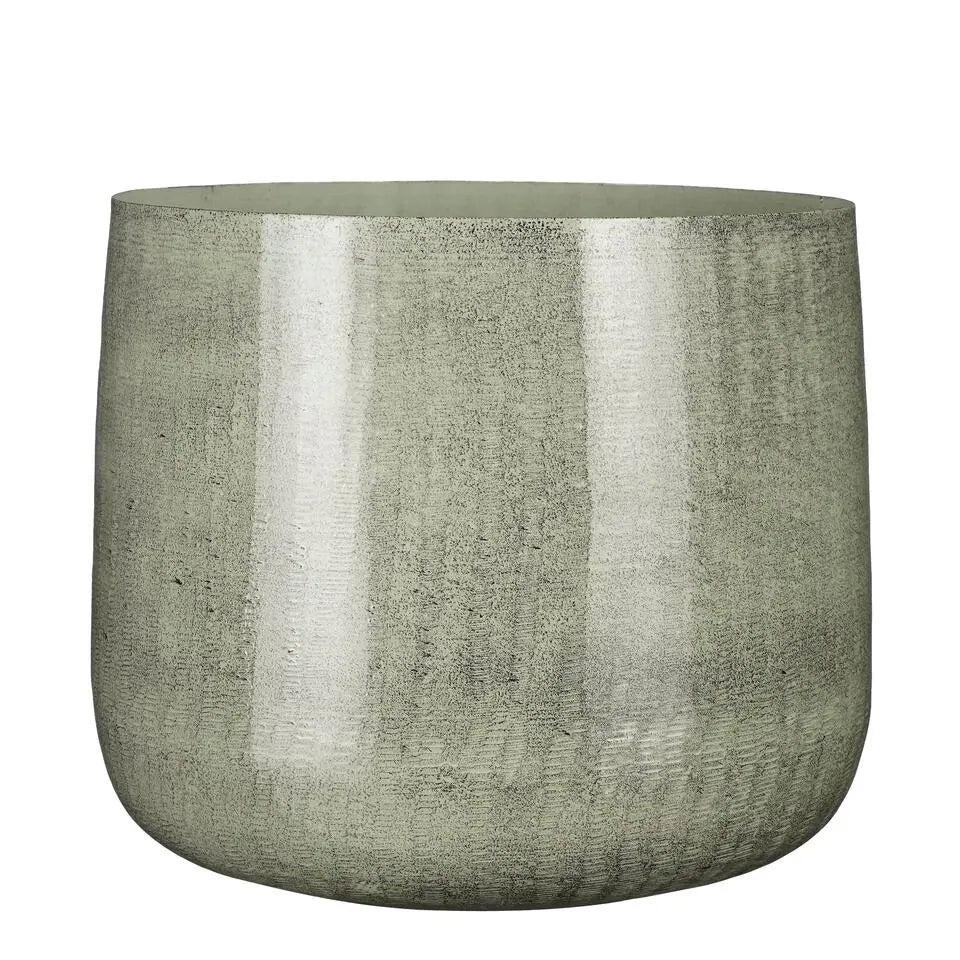 Mica Decorations Benson Blumentopf – H 27 x Ø 32 cm – Metall – Hellgrau