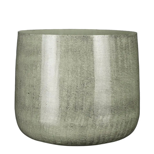 Mica Decorations Benson Blumentopf – H 27 x Ø 32 cm – Metall – Hellgrau