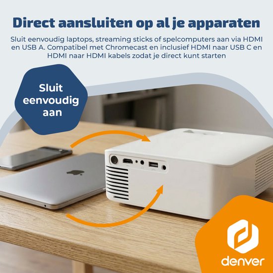 Denver Beamer – 4K 3840 x 2160p – 400 ANSI-Lumen – Projektor – Heimkino – HDMI – USB-C – PR4300