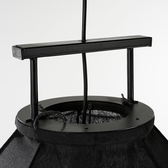 Mica Decorations Pego Pendelleuchte - H73 x Ø54 cm - Leinen - Schwarz