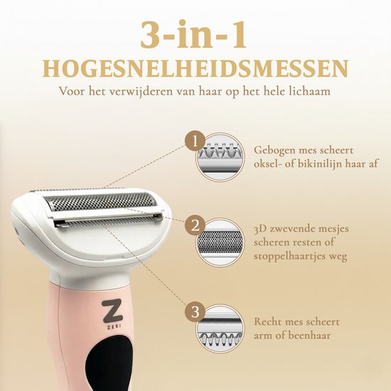 Ladyshave für Frauen - 5 in 1 Rasierer - Bikinizone - Achseln - Beine - Gesichtshaar - Nasentrimmer - Zeri