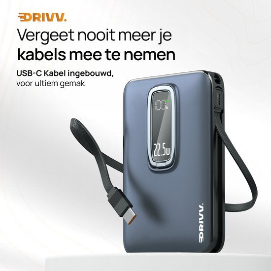 Powerbank 10.000 mAh, kompatibel mit MagSafe, mit USB-C-Kabel – 3-in-1-Design – 22,5 W kabellose Powerbank – inklusive 60-W-Ladekabel – Schnellladefunktion – USB & USB-C – Schwarz –