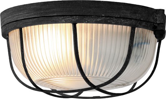 Deckenleuchte Lisanne 1342ZW | Schwarzes Metall und Glasschirm | Ø 17 cm, Höhe 8 cm | Mexlite | Trendiges Design für den Innenbereich