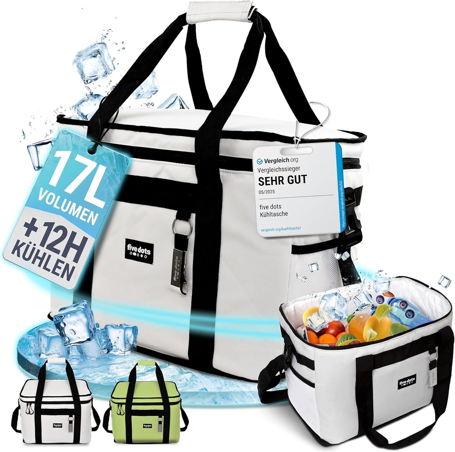 Five Dots Kühltasche - 17L - Grau - 25 x 33 x 20 cm