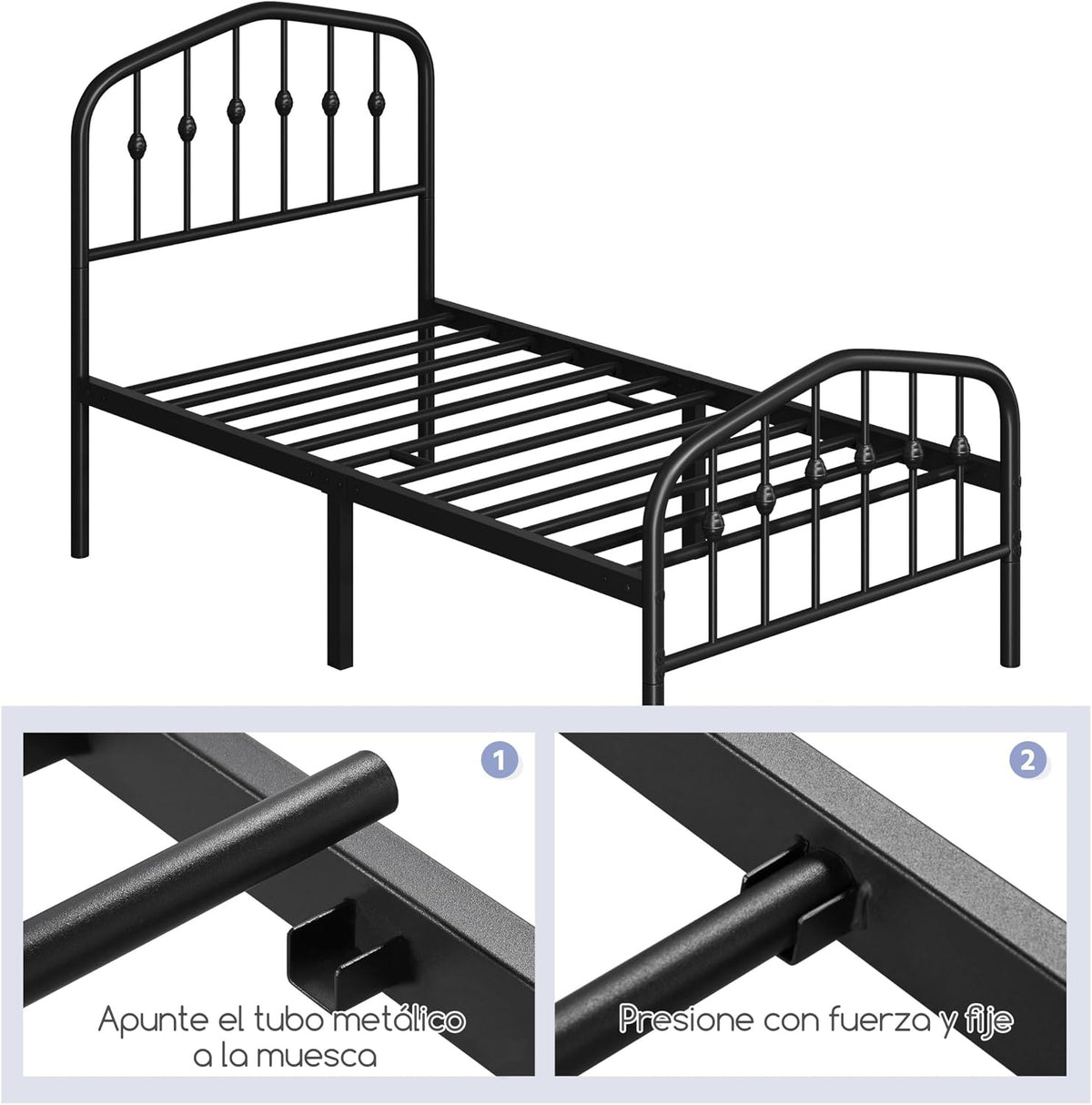 Yaheetech Metallbettgestell – 90 x 200 cm – Schwarz