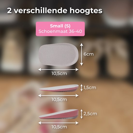 Nuvance Einlegesohlen - 2.5cm Fersenverstärker - Fersenpolster - 2 Stück - Größe 36-40 - Männer & Frauen - Ferseneinlagen - Pink