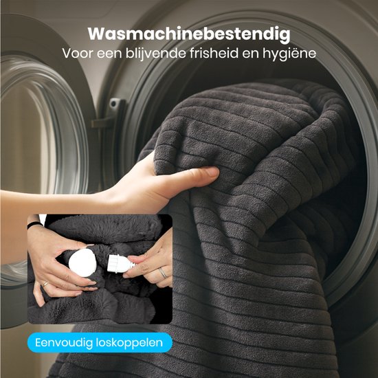 Auronic Electric Blanket - 160 x 120cm - Heizdecke - 1 Person - 3 Heizstufen - Plüsch - Heizdecke - Anthrazit