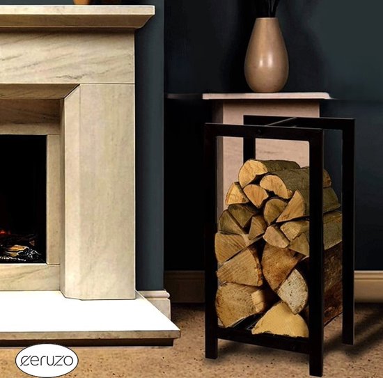 Kaminholzregal – Aufbewahrung für Brennholz – 30 x 23 x 60 cm – Mattschwarz