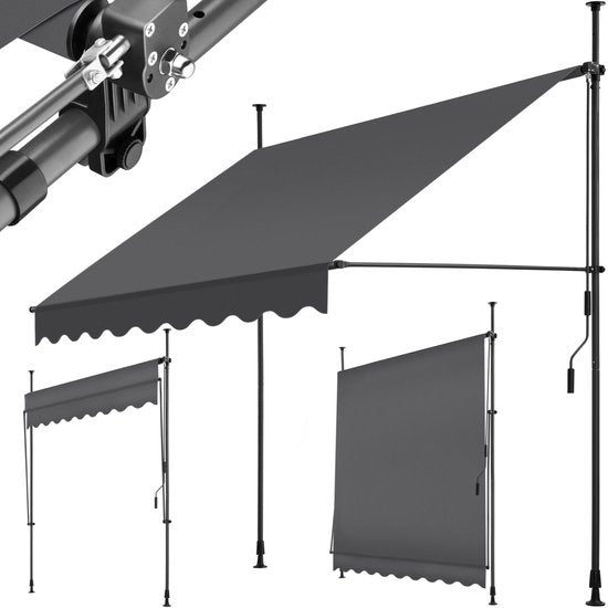 tectake - Klemmmarkise - Sonnenschirm - Verstellbar - 200 x 180 cm - Anthrazit
