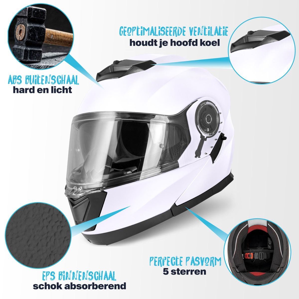Apex MI200 Klapphelm – inklusive Pinlock – Größe XL – Pearl White