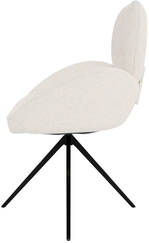 Drehstuhl / Esszimmerstuhl Albano - Inkl. Drehfunktion - Bouclé Stoff - Creme - 1er Set