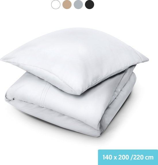 Dreamlab Bettbezugsset - 140 x 200/220 cm - Bettwäsche mit Kissenbezug - Eine Person - Four Seasons - Mikrofaser - Off White