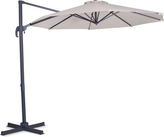 VONROC Premium Floating Parasol Bardolino Ø300cm - Inkl. Kreuzfuß & Schutzhülle - Runder Sonnenschirm - 360° drehbar - Neigbar - UV-beständiges Tuch - Beige