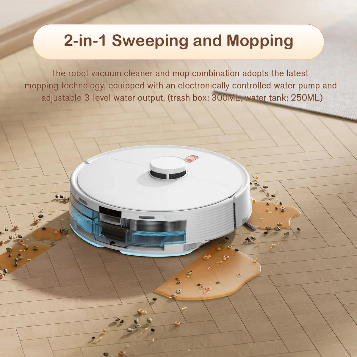 Omeser M20M Roboter-Staubsauger mit Wischfunktion – 6000 Pa Saugkraft, selbstentleerende Ladestation, LiDAR-Navigation für Tierhaare