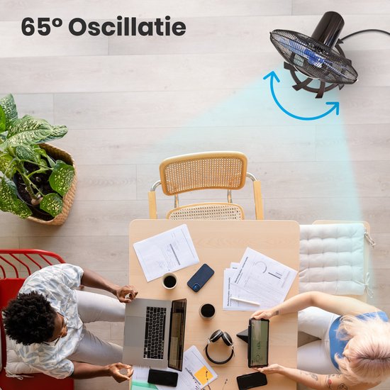 Auronic Stativventilator - Standventilator mit Fernbedienung - Timer - 50W - 53dB - Schwarz