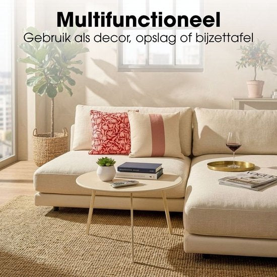 Mica Decorations Seattle Beistelltisch, rund, für den Außenbereich – Couchtisch – Outdoor-Couchtisch – Auch als Pflanzentisch oder Pflanzenständer geeignet – Metall – 38 x 61 cm – Creme