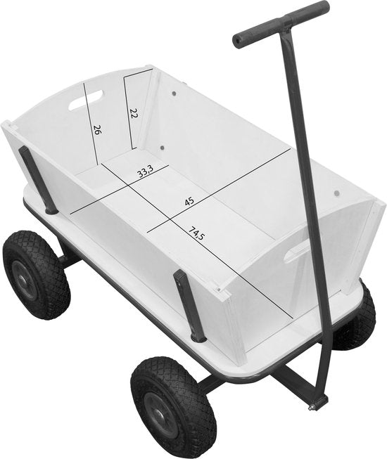 Sunny Billy Beach Wagon Wagon Grün - Klares Holz - Wagen mit Luftreifen - 94x61x97cm