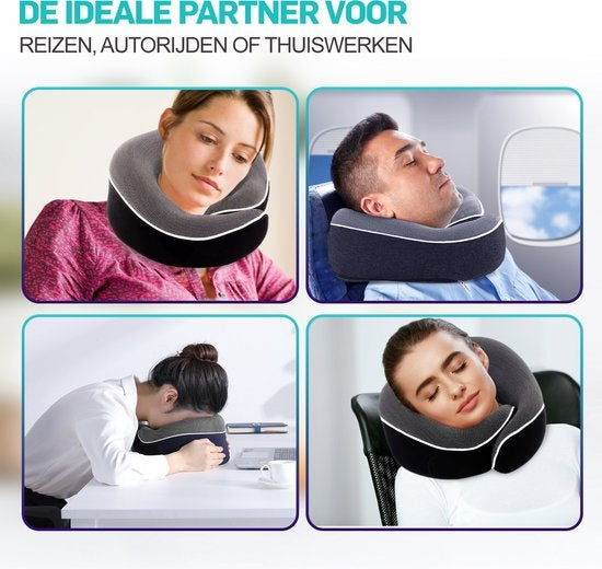 MiRi Nackenkissen -ã€Luxeã€‘Reisekissen - Nackenstütze - Memory Foam - Schwarz - Ergonomisch - Flugzeug/Auto/Heimbüro