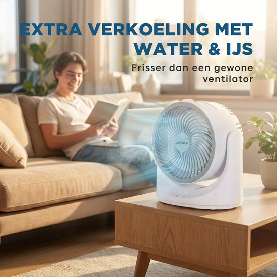 Mini-Luftkühler – Persönlicher Luftkühler mit Kühlbox – Tragbarer Ventilator und Luftbefeuchter – Wiederaufladbar – 3 Geschwindigkeitsstufen – 7 LED-Farben – Flüsterleise