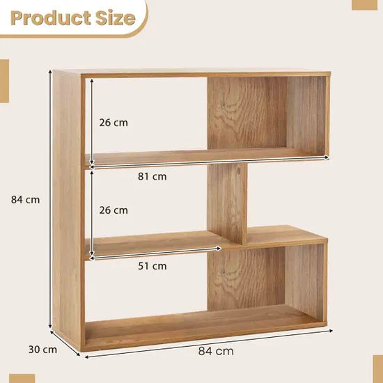 Coast Bücherregal – 3 Fächer – offene Rückseite – kippsicher – 84 x 30 x 84 cm – Naturfarben