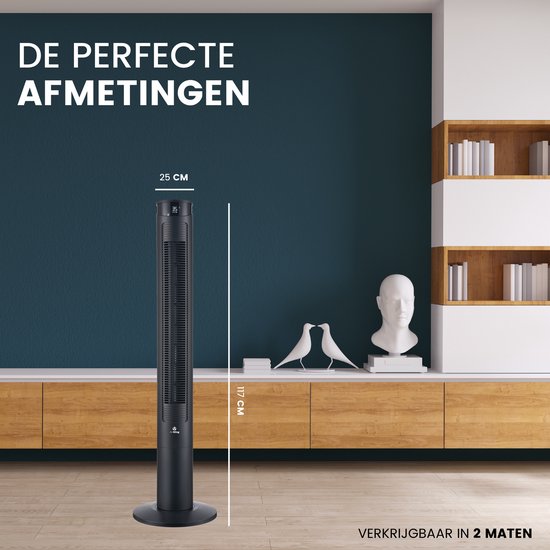AirKing Turmventilator 117cm - Säulenventilator mit Fernbedienung - Timer - 3 Geschwindigkeitsmodi - Oszillation & dimmbarer LED-Bildschirm - Energieeffizient - Ventilator zur Raumkühlung - Schwarz