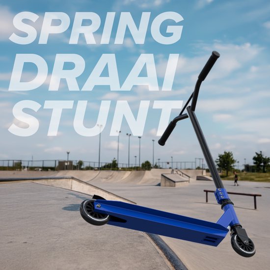 LifeGoods Stuntstep Fly X - 6+ Jahre - Schritt für Kinder - Jungen/Mädchen - 100mm - 100KG - Schwarz/Blau