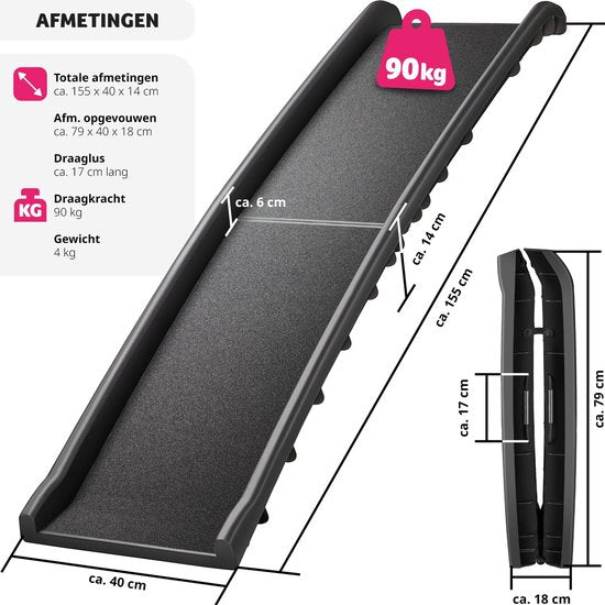 tectake - Hundetreppe Paw Step - Hundetreppe Walkway - Treppe Hund - zusammenklappbar und rutschfest, bis zu 90kg