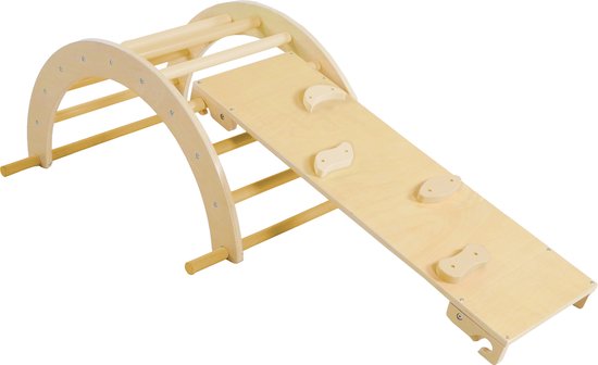 Sunny Charlie 3-in-1-Klettergerüst aus Naturholz – Montessori-Spielzeug – Kletterbogen – Kletterdreieck – FSC Mix