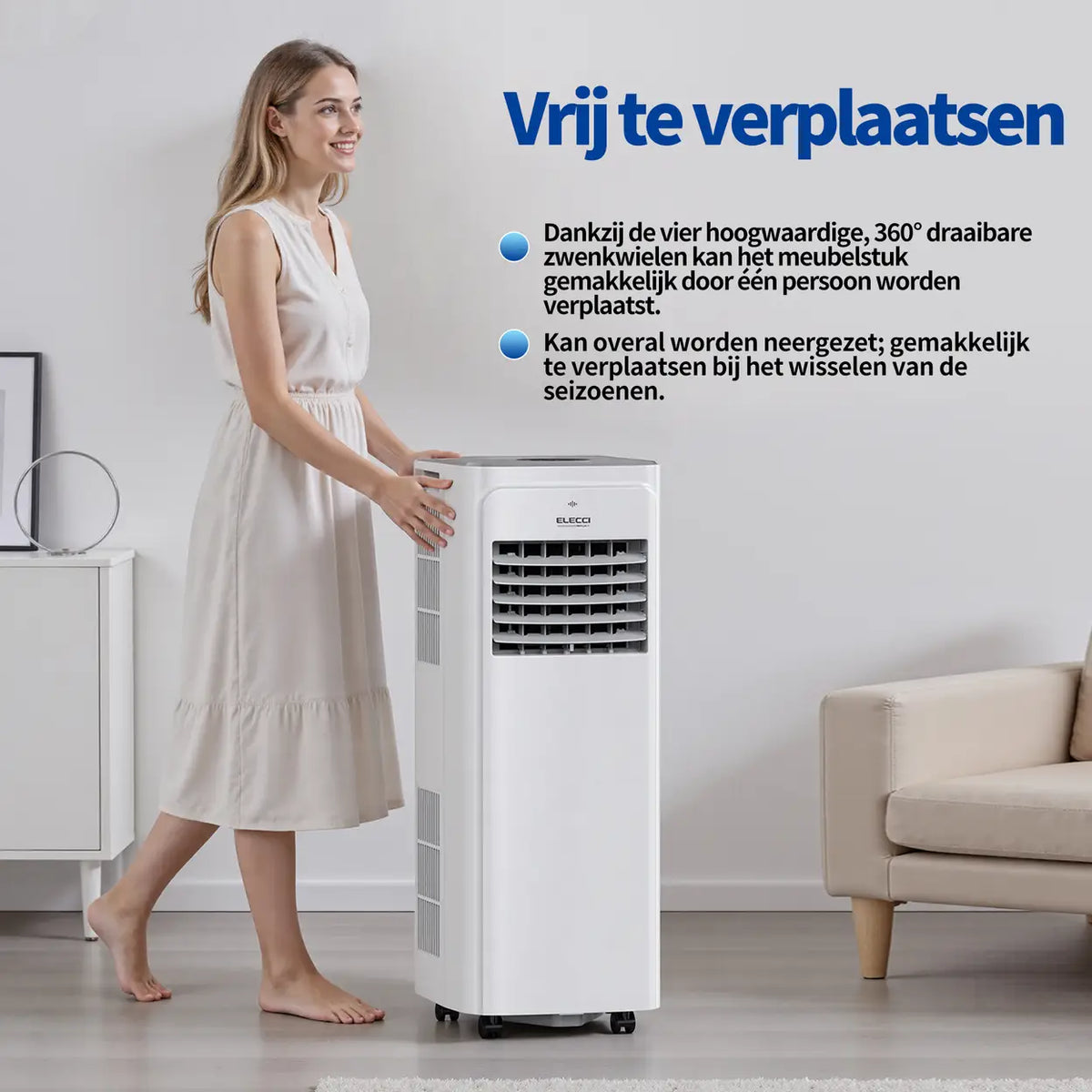 ELECCI mobile Klimaanlage 9000 BTU mit Fernbedienung und Zeitschaltuhr