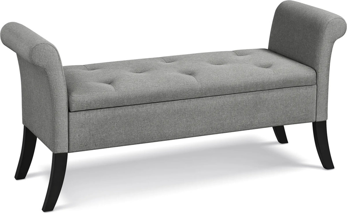 Yaheetech Sitzbank mit Stauraum und Armlehnen – 131 x 43,5 x 64,5 cm – Hellgrau
