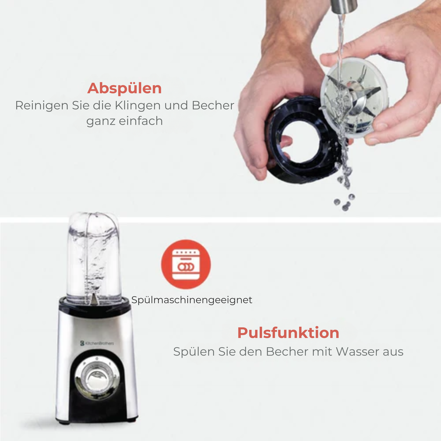 KitchenBrothers Smoothie Mixer - 13-teiliges Set - 4 Becher - To Go - 350W - Edelstahl