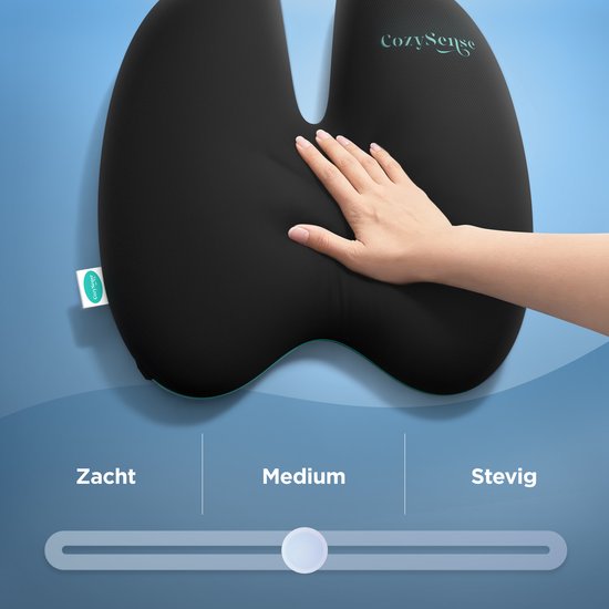 CozySense® Rückenstütze - Verstellbares Rückenkissen für den unteren Rücken - Lumbalkissen für Auto, Bürostuhl, Bett & Sofa - Ergonomisch - Mit Coolgel - Mittlere Festigkeit - Waschbarer Bezug