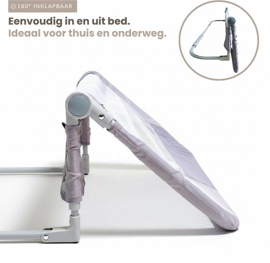 Babietec Bettgitter, verstellbar und zusammenklappbar – extra lang, 150 cm – Bettgitter – Boxspring – Ausfallschutz – Bettgitter – Dunkelgrau