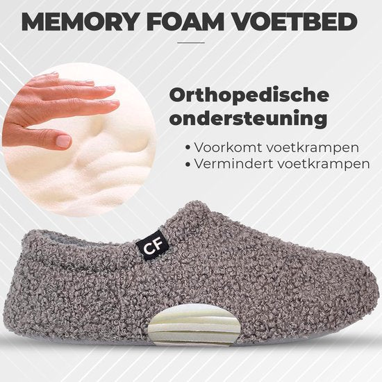 Hausschuhe Damen - Hausschuhe - Größe 42/43 - Grau - Rutschfest - Comfeet