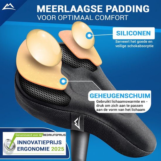 NEXTCOVER® NEW Universal Gel-Sattelüberzug Fahrrad inklusive Regenschutz [Memory Foam] - Sattelüberzug wasserdicht mit mehrlagiger Polsterung -Sattelüberzug Regen für Fahrradsattel für Männer und Frauen - Slim