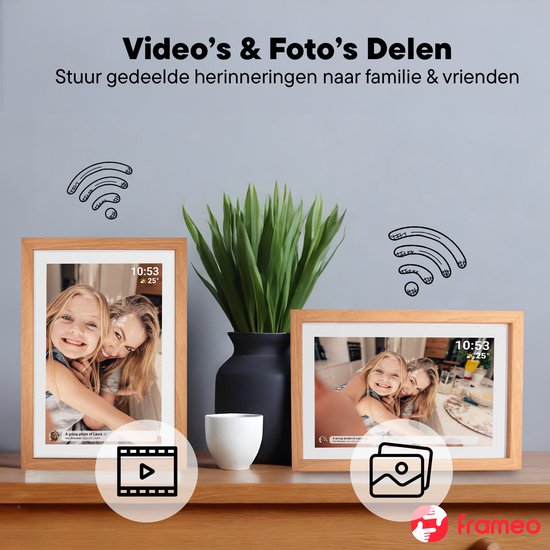 Denver Digitaler Fotorahmen 10,1 Zoll - Holz - HD - Frameo App - Fotorahmen - WiFi - 16GB - IPS Touchscreen - PFF1040