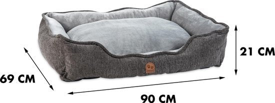 Kustaa Luxus-Hundekorb - 90x69CM - Waschbar - Rutschfest - Superweich - Größe XL - Dunkelgrau