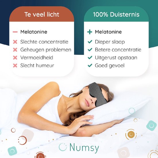 Numsy Schlafmaske für Frauen und Männer - Schlaf-Augenmaske - 100% Dimmen - Dunkelgrau